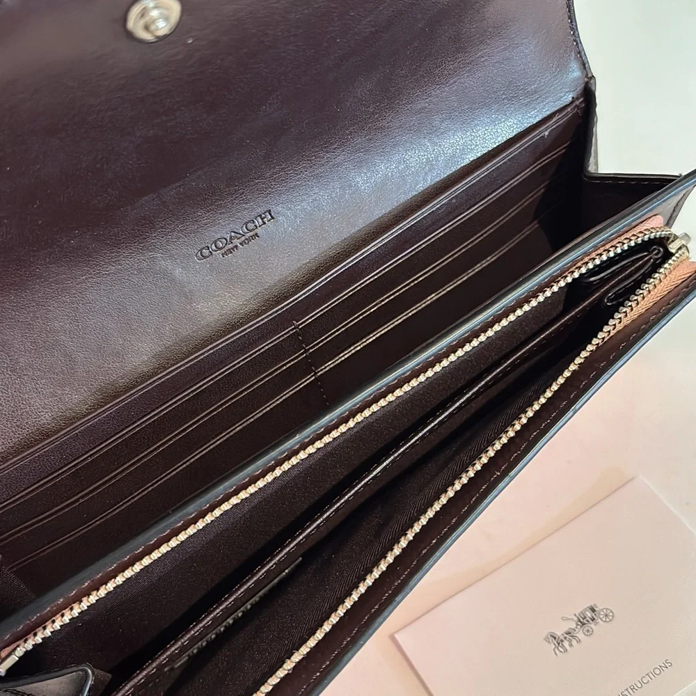 Coach Pink Floral Continental Wallet with Silver Logo - Picture 4 of 7